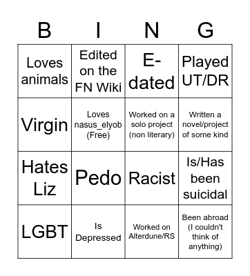 Twisted Trio Member (either version) Bingo Card