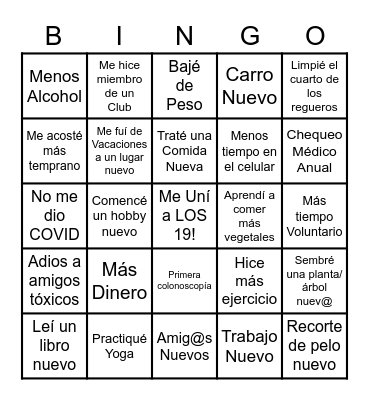 2022 Resoluciones Cumplidas Bingo Card