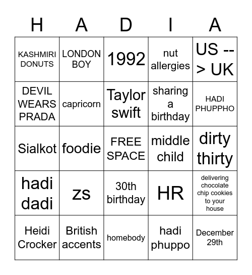 THIRTY FLIRTY THRIVING BINGO Card