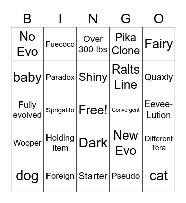Pokemon Bingo Card