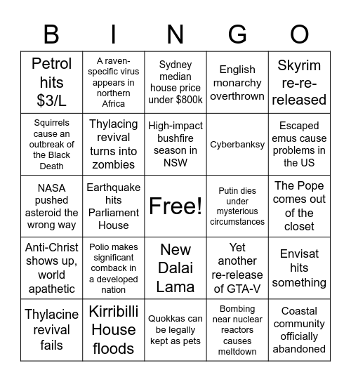 2023 Bingo Card