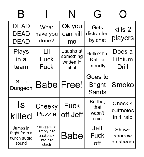 XOXOGossipGrill banging bingo battle Bingo Card