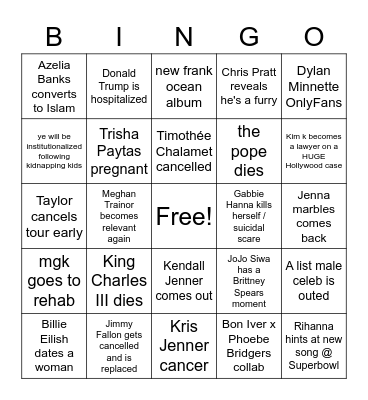 2023 Bingo Card