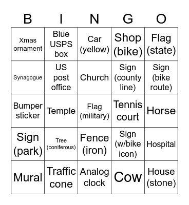 Bicycle Bingo Card