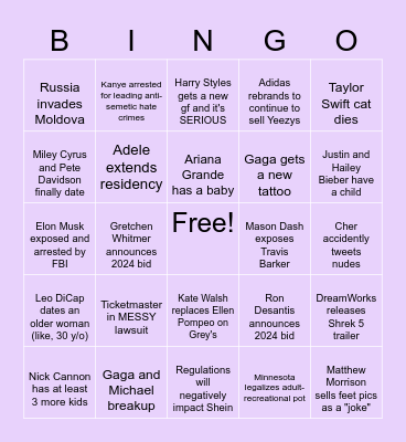 Bingo(Bango) 23 Bingo Card