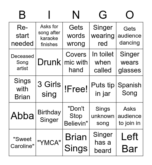 Brian @ Decades Bingo Card