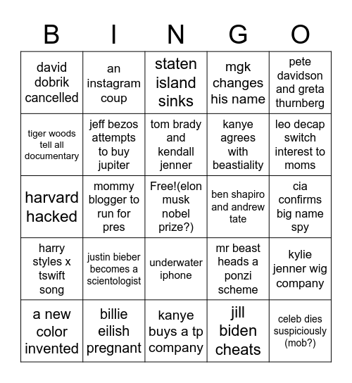 2023 bingo bango Bingo Card