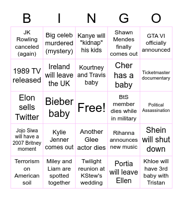 Britt's 2023 Bingo Card