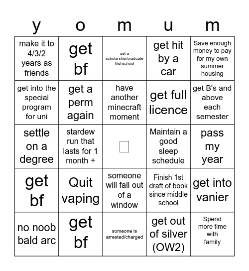 Personal Bingo Card