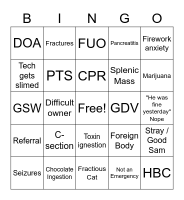 Veterinary BINGO New Years Edition! Bingo Card