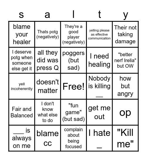 Salt Bingo Card