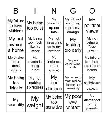 Disappointment about... Bingo Card