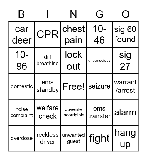 New Years Eve Bingo Card