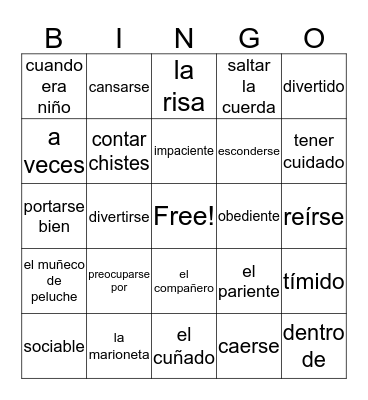 En Español Unidad 2.1 Bingo Card