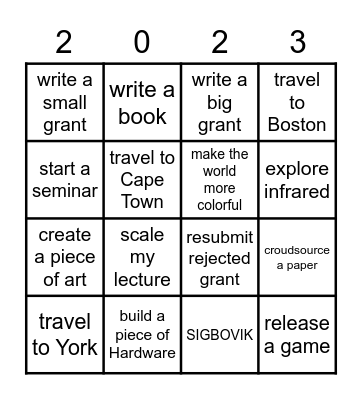 New year resolutions Bingo Card