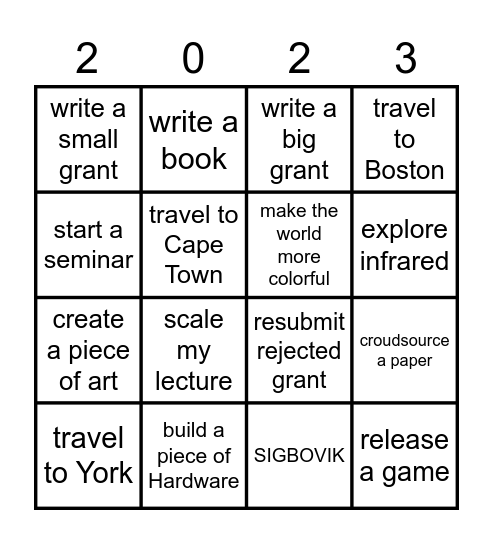 New year resolutions Bingo Card