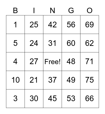 Julianna1 Bingo Card