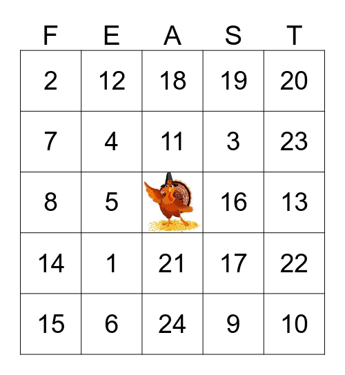 Thanksgiving Bingo Card