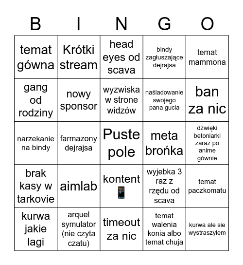 Stream Dejrajsa Bingo Card