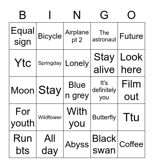 Bang10 Bingo Card
