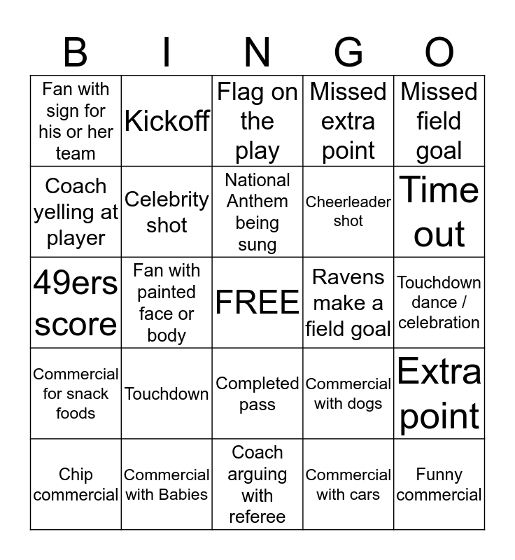 Super Bowl Bingo Game - Clumsy Crafter