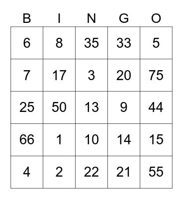 Bingo with Ayaka Bingo Card