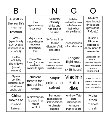 2023 Bingo Card