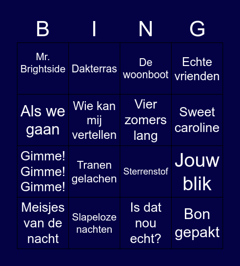 Muziek bingooo Bingo Card