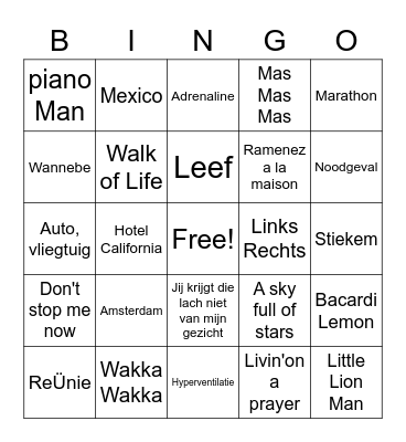 Music Bingo Hermanboerhaavestraat 2022! Bingo Card