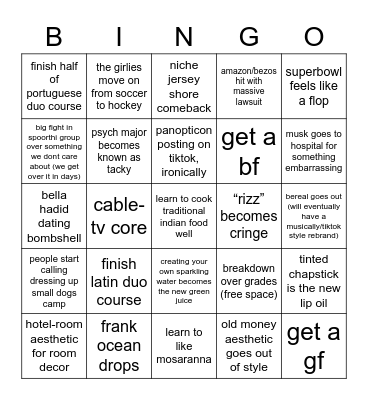 pragnya’s 2023 Bingo Card