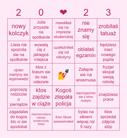 Co się stanie w Bingo Card