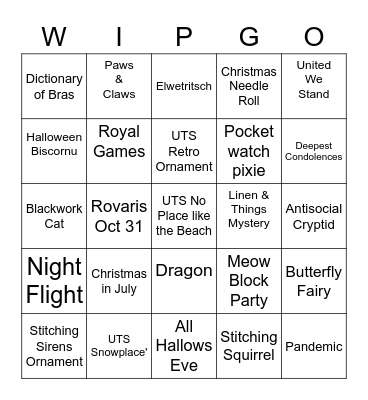 WIPGO Bingo Card