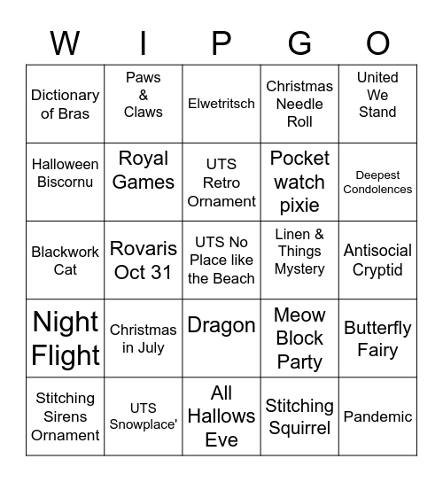WIPGO Bingo Card
