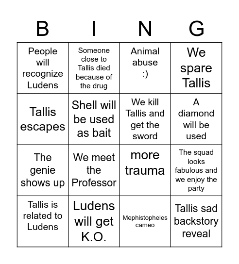 Graduation Party Bingo Card