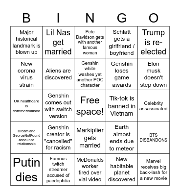 2023 bingo Card