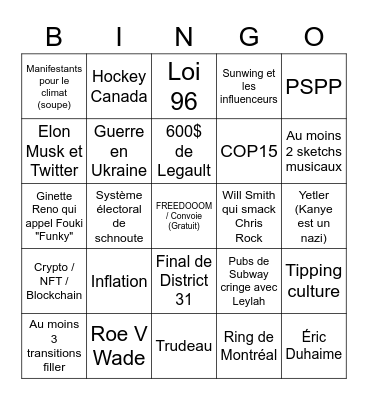 Infoman / Bye Bye 2022 Bingo Card