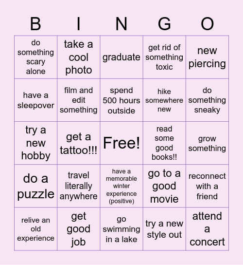 tanisha's 2023 Bingo Card