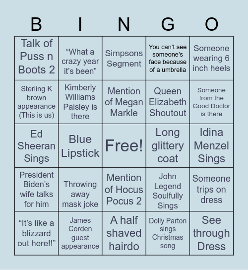 Tonight’s Bingo Card