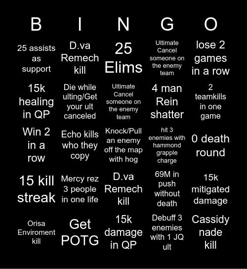 Vonii Ultimate Bingo Card