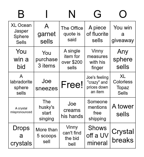 Crystal Council Bingo Card