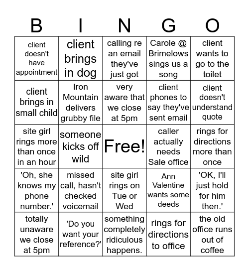 Reception Bingo! Bingo Card