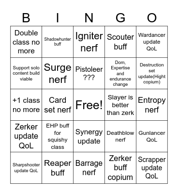 Balance patch 2023 Bingo Card