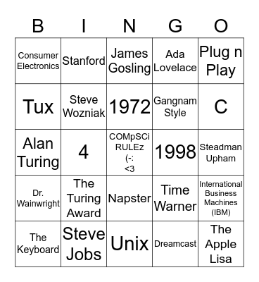 CompSci Bingo! Bingo Card