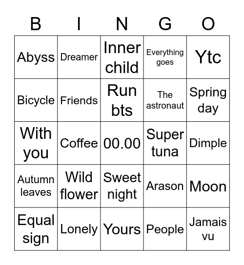 Taeberry79 Bingo Card