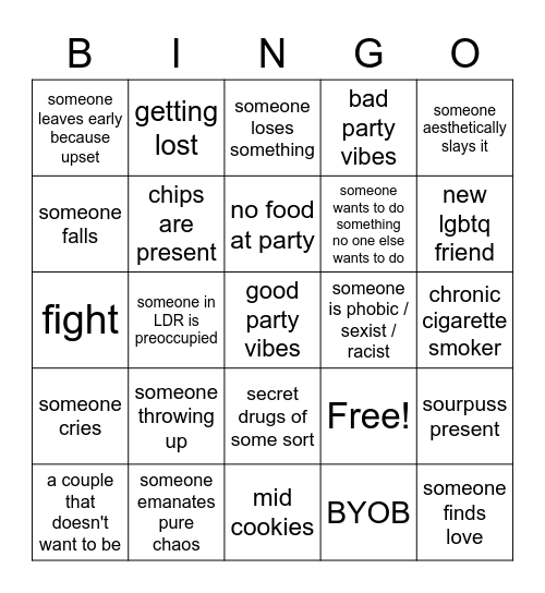 New Year's Eve 2022 Bingo Card