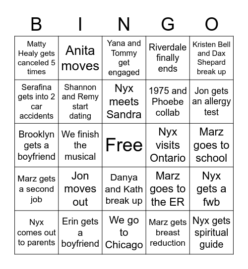 2023 Bingo Card