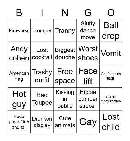 New Years Bingo Card