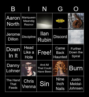 Nine Inch Nails Bingo Card