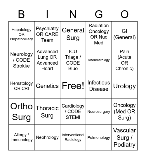 Consultant BINGO Card