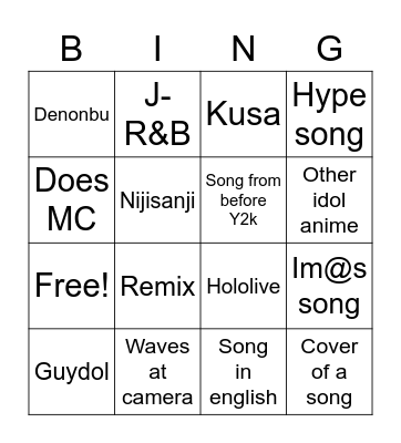Aniparty Bingo Card